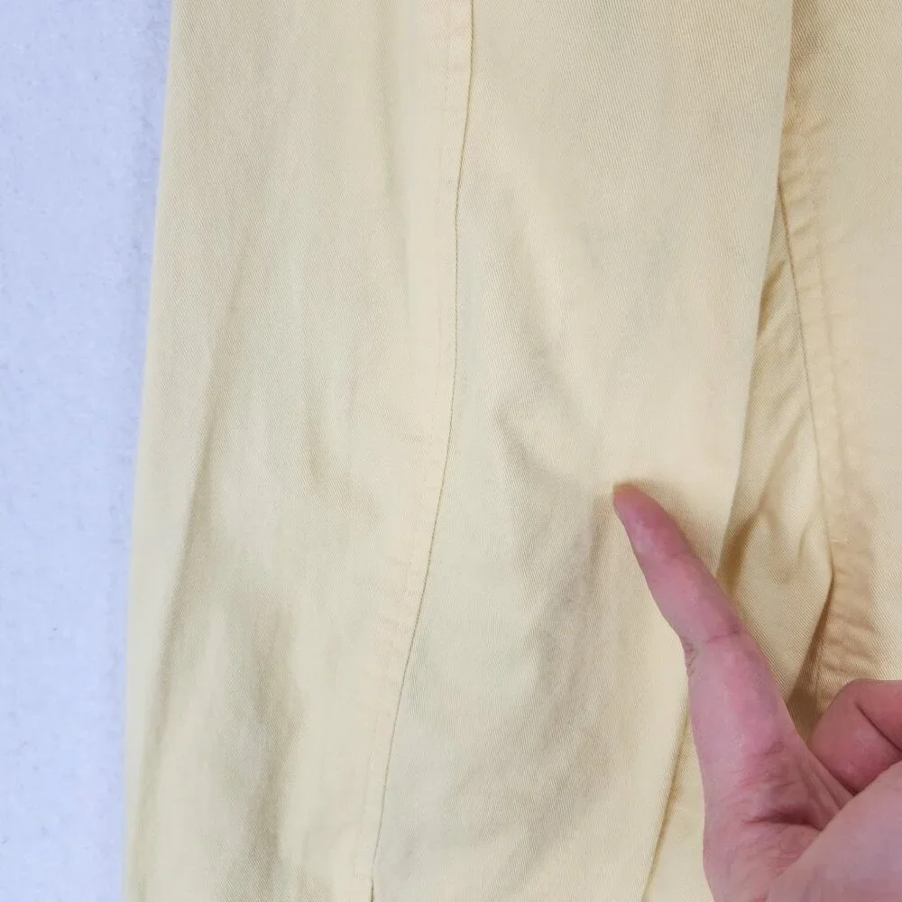 Chicos Jacket Womens 2 Yellow 12 Snap Front Ruffle Utility Casual Classic